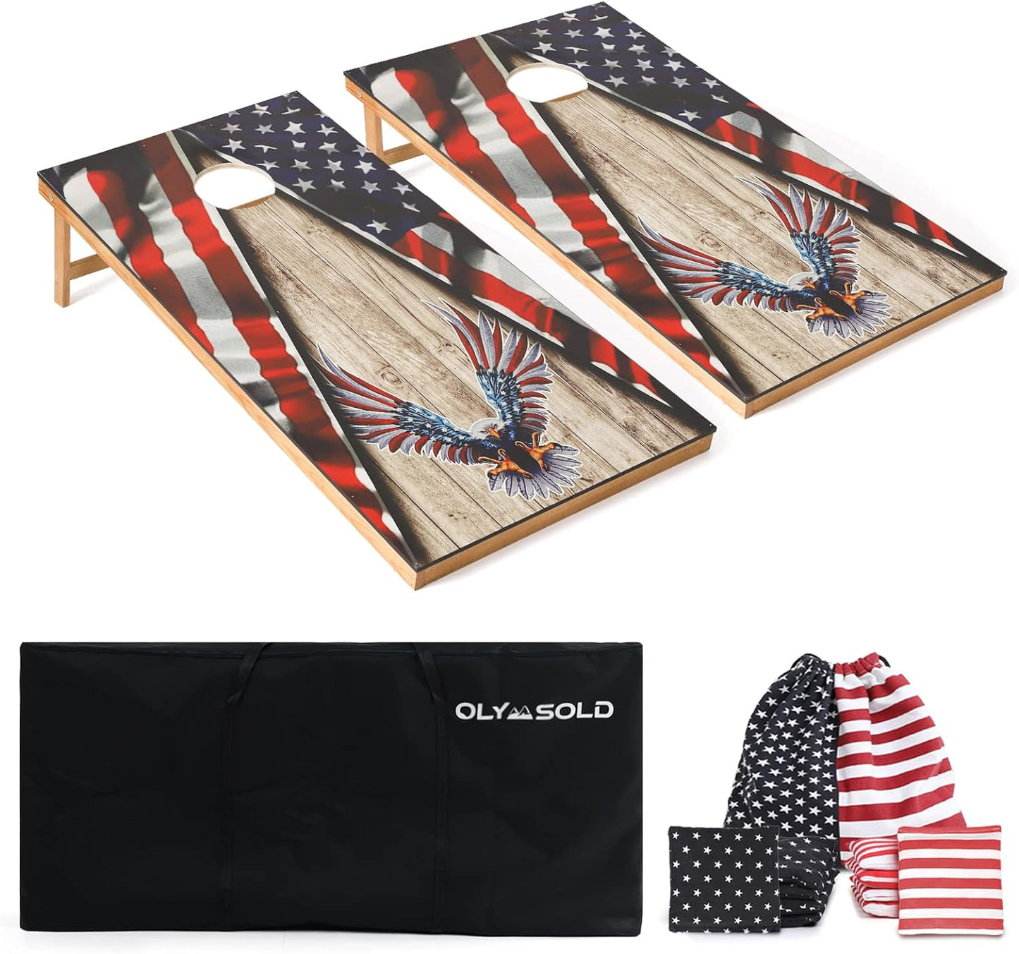 Cornhole Boards Regulation Cornhole Set with American Flag Design